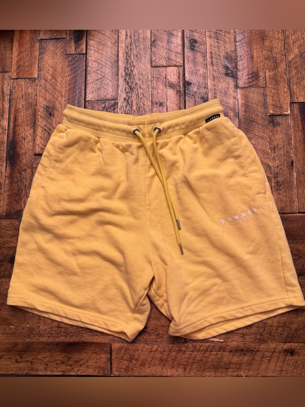 Men's Mustard Athletic Shorts with Drawstring Waist